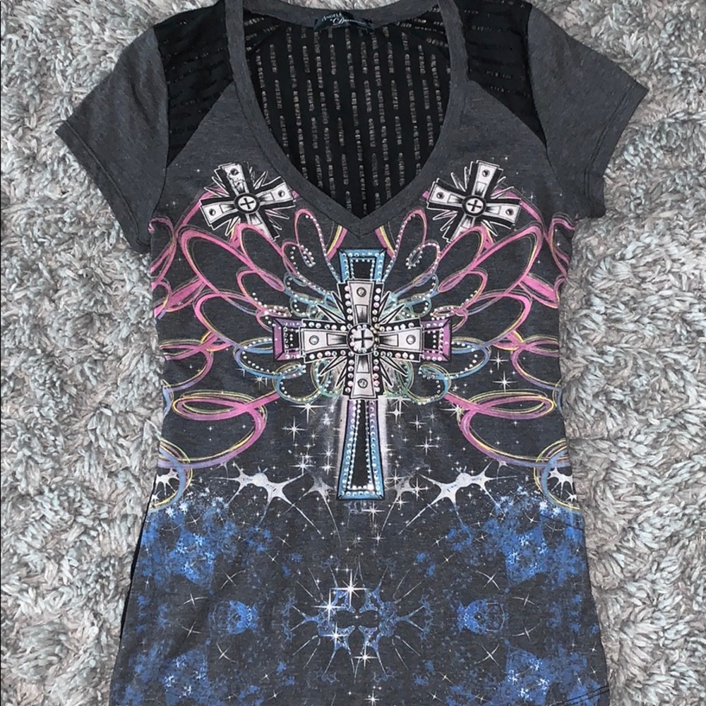 Angels & Diamonds Gray and Pink Short Sleeve Tee